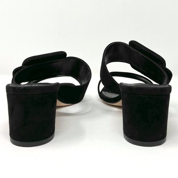 Manolo Blahnik Titubanew Black Suede Buckle Mules 38 50mm Block Heel - Picture 5 of 10